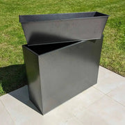 DAMAGED (READ DESCRIPTION) 90cm Long Zinc Galvanised Silver & Black Textured 60cm Tall Trough Planter